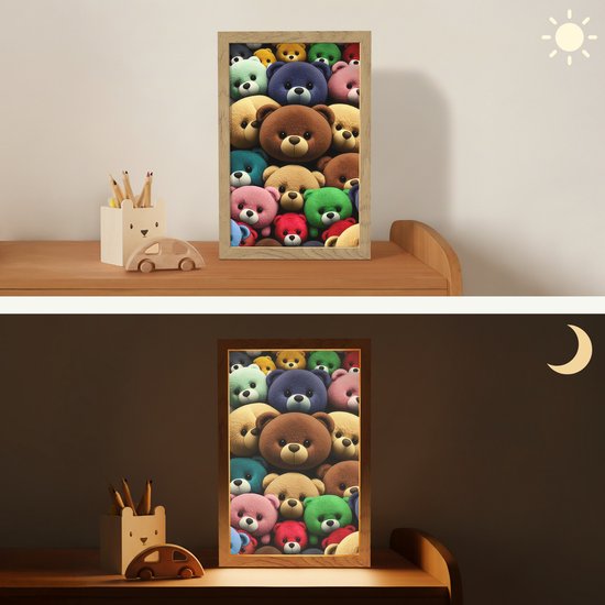Nachtlampje 20x30 cm - Kinder lamp - Knuffelbeer - Teddy - Design - Kids - Tafellamp kinderkamer - Slaapkamer lamp - Bedlamp kinderen - Kinderlampje stopcontact - Wandlamp babykamer - Nachtlampjes van Merkloos — afbeelding 4