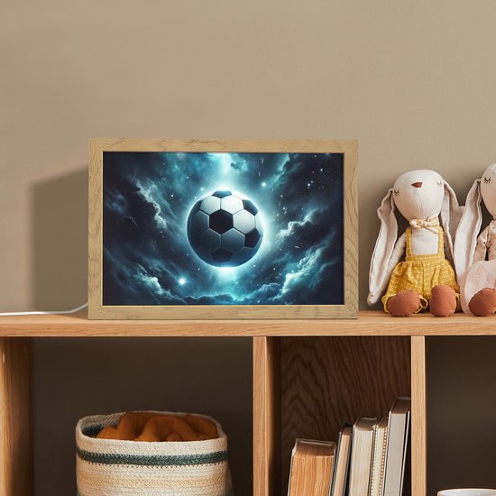 Nachtlampje 30x20 cm - Kinder lampje - Voetbal - Galaxy - Ruimte - Sport - Blauw - Tafellamp kinderkamer - Slaapkamer lamp - Bedlamp kinderen - Kinderlampje stopcontact - Wandlamp babykamer - Nachtlampjes van Merkloos — afbeelding 3