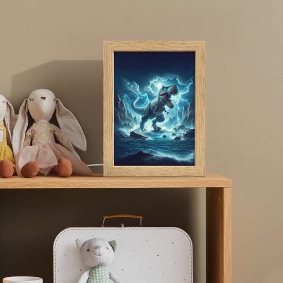Nachtlampje 15x20 cm - Kinder lampje - Dino - Blauw - Jongens - Tafellamp kinderkamer - Slaapkamer lamp - Bedlamp kinderen - Kinderlampje stopcontact - Wandlamp babykamer - Nachtlampjes van Luz'n Eds — afbeelding 3