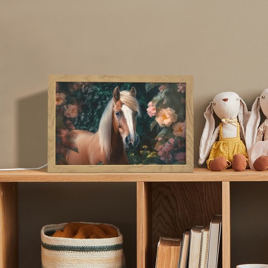 Nachtlampje 30x20 cm - Kinder lamp - Paard - Natuur - Bloemen - Bos - Dieren - Tafellamp kinderkamer - Slaapkamer lamp - Bedlamp kinderen - Kinderlampje stopcontact - Wandlamp babykamer - Nachtlampjes van Merkloos — afbeelding 3