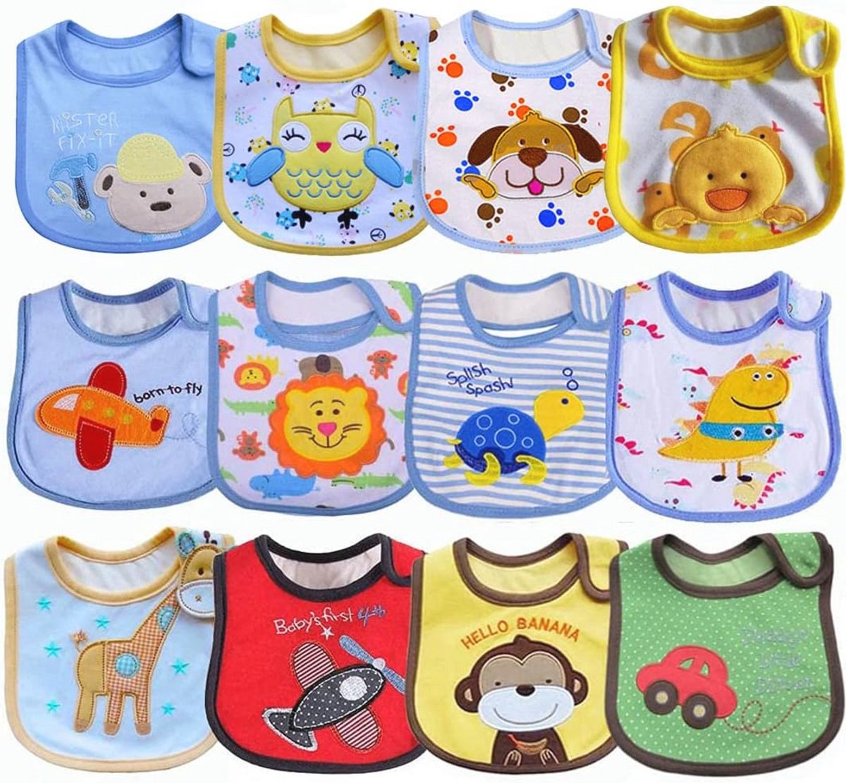 Waterdichte katoenen babyslabbetjes - 11 stuks bandana slabbetjes voor 0-36 maanden