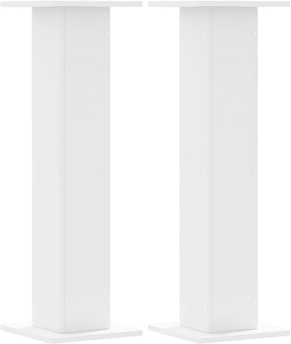 Set van 2 Houten Luidsprekerstandaards 30x30x95cm Wit Sierlijk Ontwerp