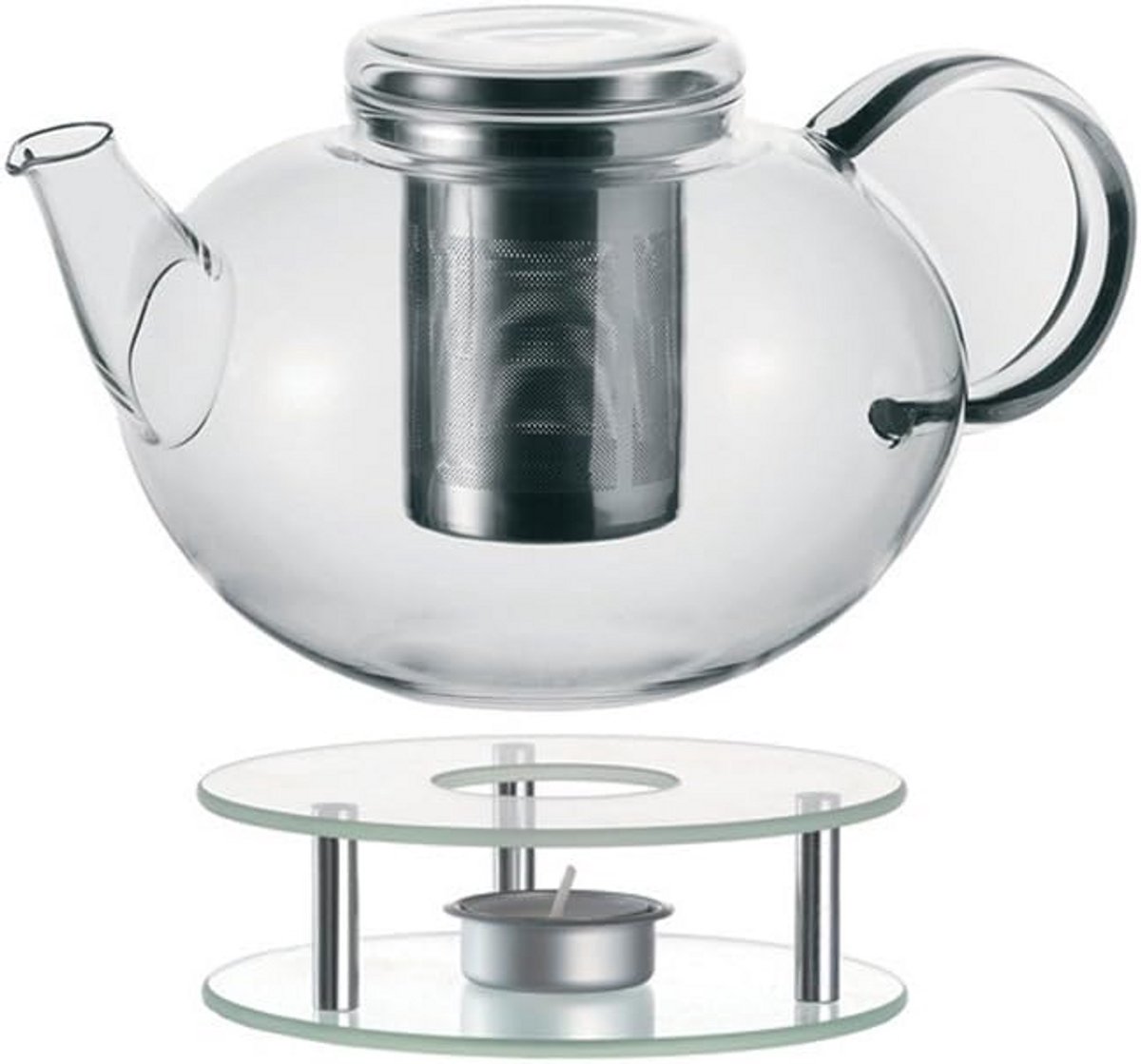 Glazen Theepot met Stoofje 2-Delig 2 Liter Hittebestendig voor Thee