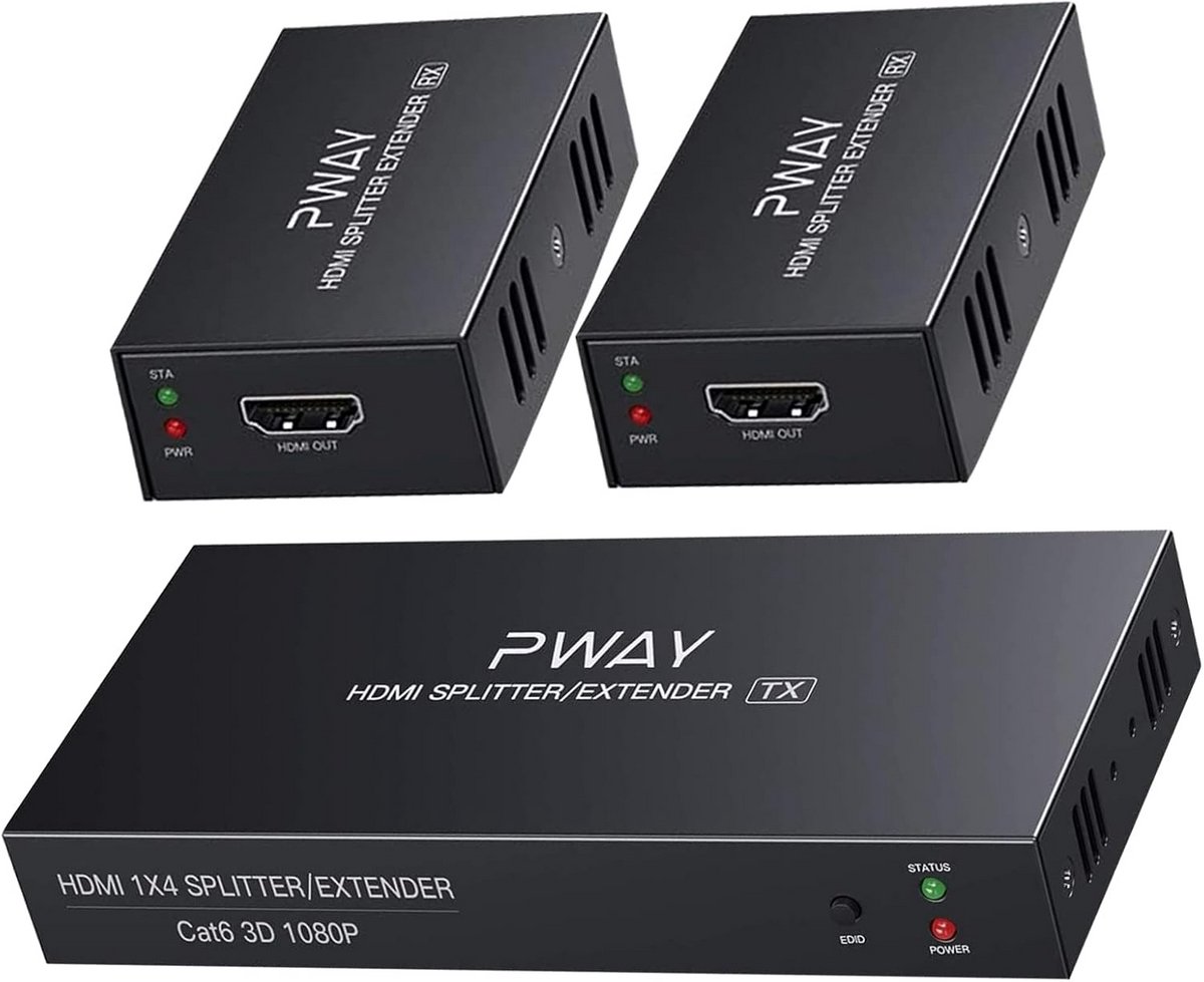 HDMI Splitter Extender 1x2 met Cat5e/Cat6 - Tot 50m en 1080P Resolutie