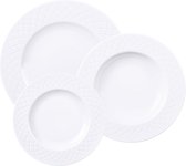 Ensemble Luxe de 12 assiettes en porcelaine - Dîner, Creuse et Dessert