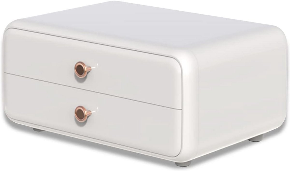 Draagbare Make-up Organizer met Stofdicht Deksel en 2 Lades - Wit