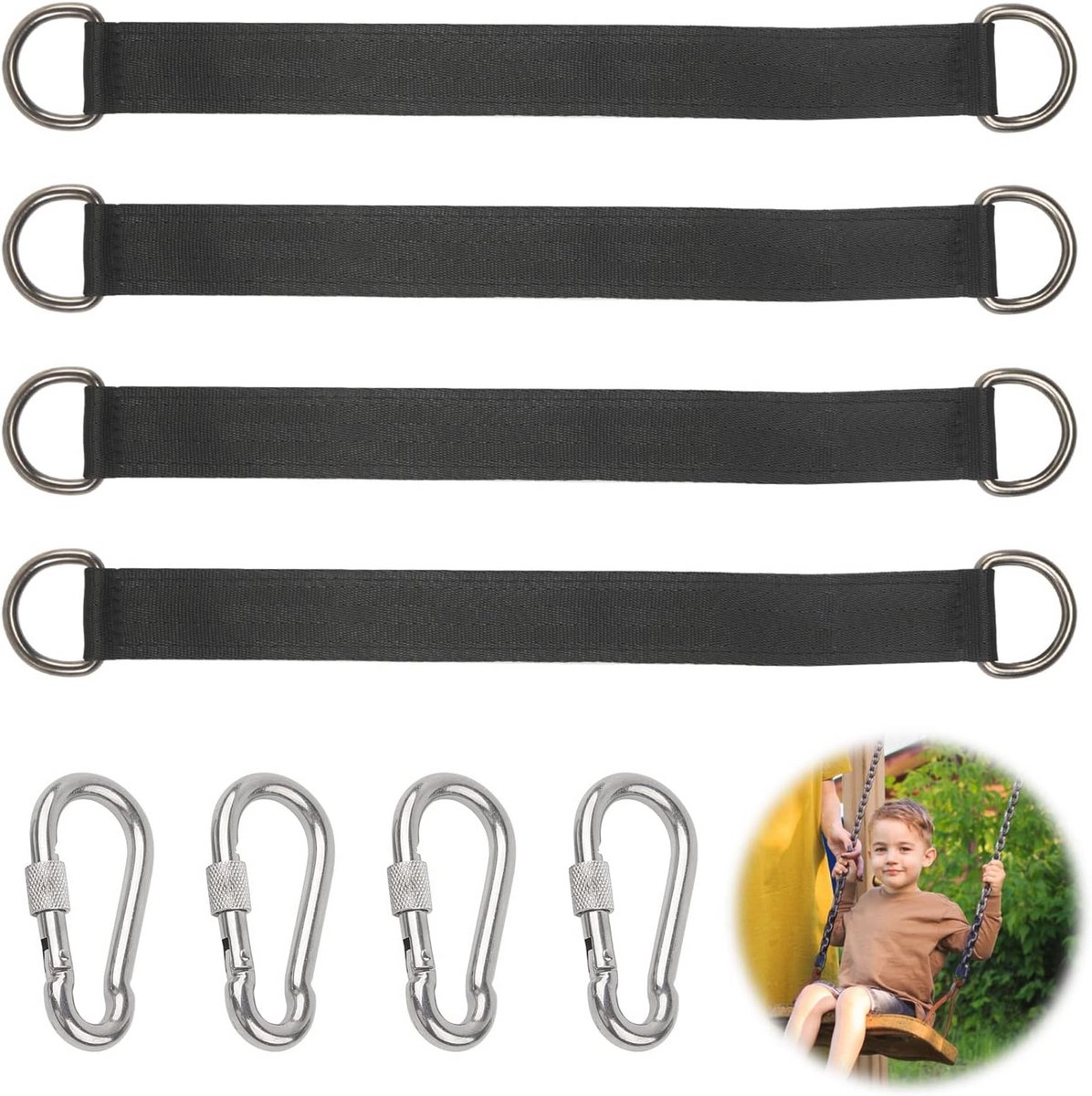 Hangmatset voor Schommels - 4 Stuks Swing Bevestigingsset met D-ringen voor Binnen- en Buitenschommels
