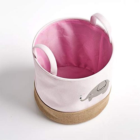 Opbergmand Olifant voor Kinderen - Roze Polyester/Jute Ø 30 x 29 cm — afbeelding 5