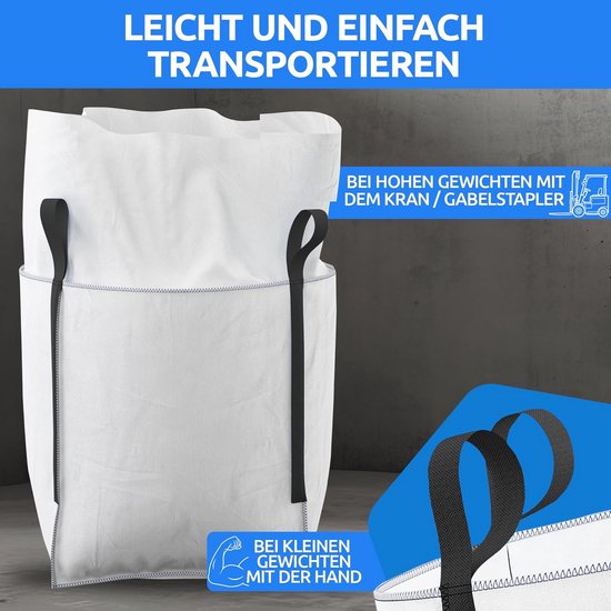 Big Bag Ouvert Haut 90×90×90 Cm – Charge 1000 Kg – 2 Poignées Bas – Grand Sac Vrac Polypropylène Robuste