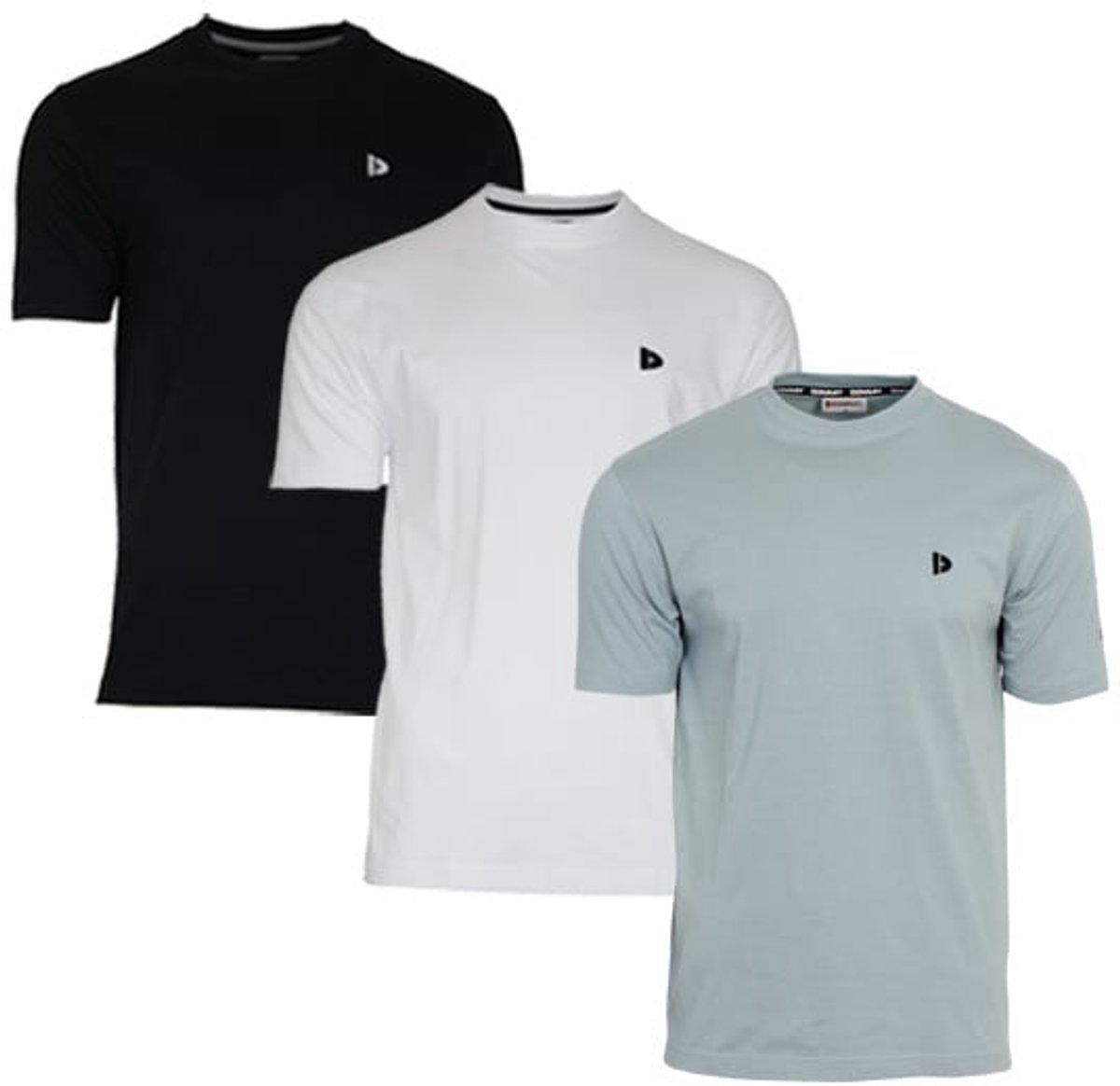 3-Pack Donnay - T-shirt (Vince) - Sportshirt - Heren - Black/White/Granite Green (739) - maat L