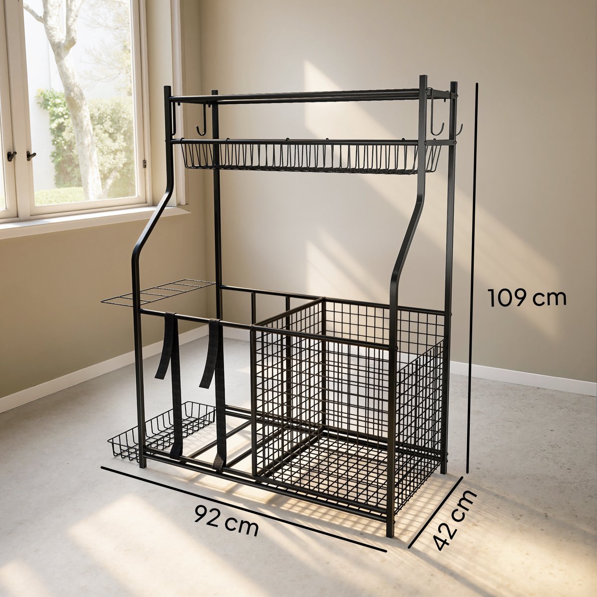 SPORTNOW - Organizer voor sportartikelen - Metaal - 92x42x109cm - Zwart — cadeau in Sport & Outdoor - foto 4