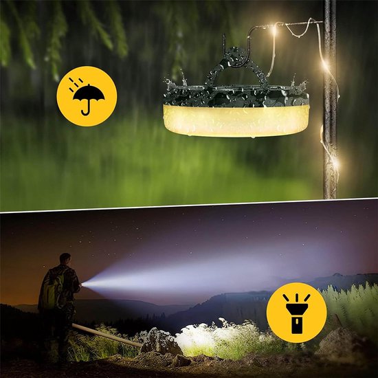 Camping Lamp - Lichtsnoer - Zaklamp - 4in1 Powerbank Kampeerlamp met Lampjes Slinger voor Buiten - Campinglamp Oplaadbaar met USB - Tentlamp Verlichting - 2 Stucks — afbeelding 4