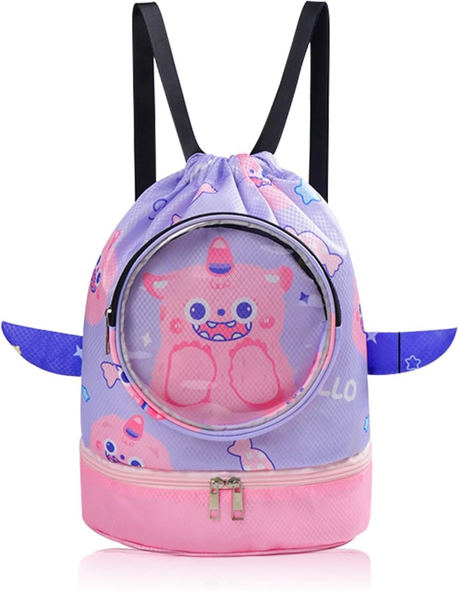 Zwemtas meisje - kinder gymtas met nat-droog scheiding - waterdichte sportrugzak voor zwembad, strand en gymles
