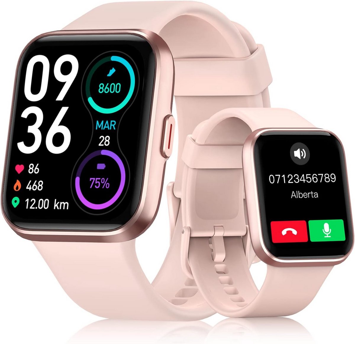 Smartwatch Dames met Bellen, Alexa en Gezondheidsmonitoring, Waterdicht