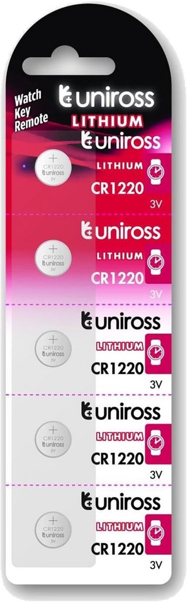 5-Pack Lithium Knoopcel CR1220 3V Batterijen