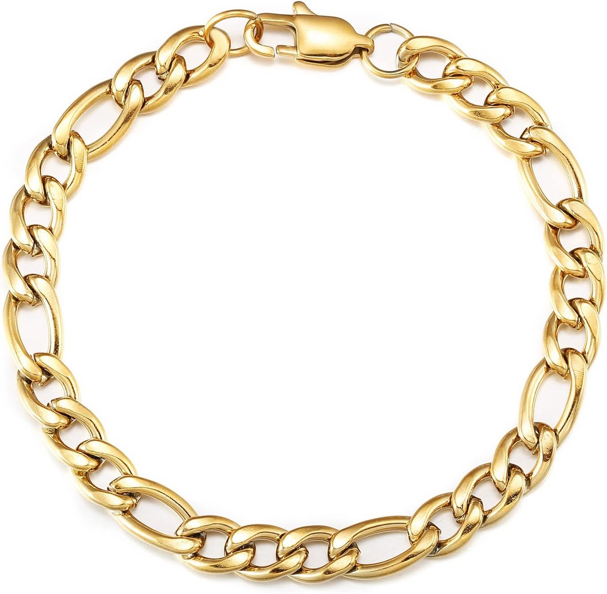 Stijlvolle Figaro schakelarmband met ketting voor heren - Zilver, goud of zwart RVS