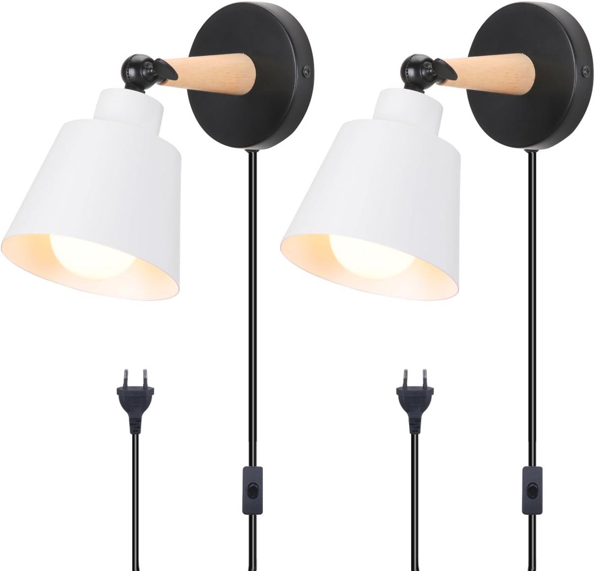 Moderne Wandlampen Set van 2 - Verstelbare E27 Fitting Wandverlichting voor Slaapkamer en Woonkamer