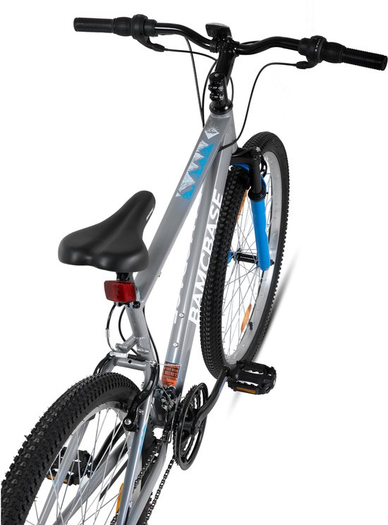 BAMCBASE Agave Voorvering Mountainbike - 27.5 inch - Carbonstalen Frame - 18 Versnellingen - Handrem - V-Brake - Spatborden - Grijs - Geschikt voor buitenactiviteiten in de lente van Bamcbase — afbeelding 3