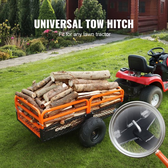Robuuste Stalen ATV-Kipper, 680kg Laadvermogen, 425L, Te Trekken Tuinkar met Afneembare Zijwanden en Dubbele Banden, Geschikt voor Grasmaaiers, Tractoren, ATV's en UTV's van Tralert — afbeelding 4