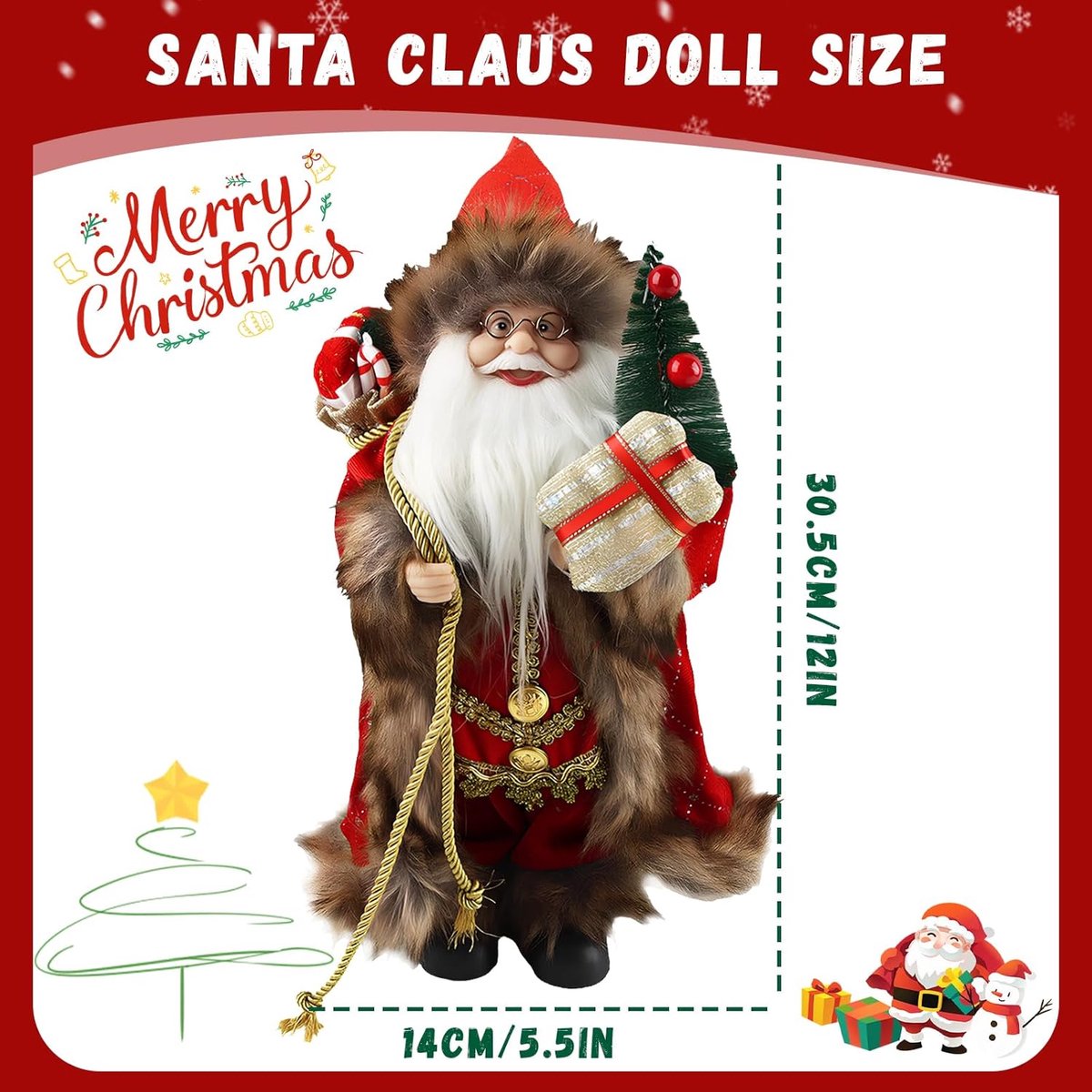 Staande Kerstmanfiguur - Kerstdecoratie - Kerstfiguren voor Binnen – foto 2