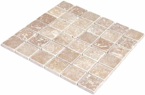 Natuursteen Mozaïek Tegels Travertin Beige 4.8x4.8 cm voor Wand en ...