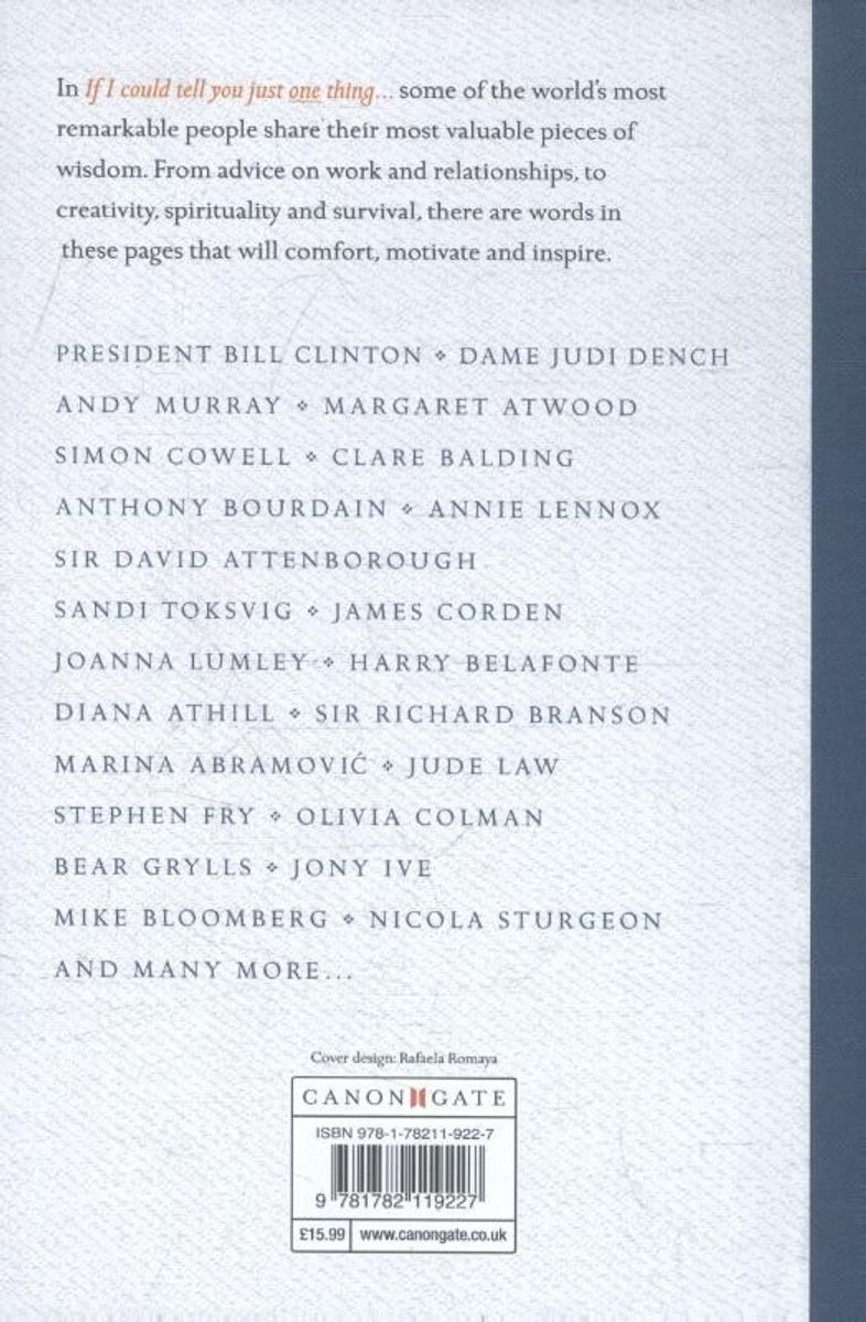 If I Could Tell You Just One Thing... - back cover
