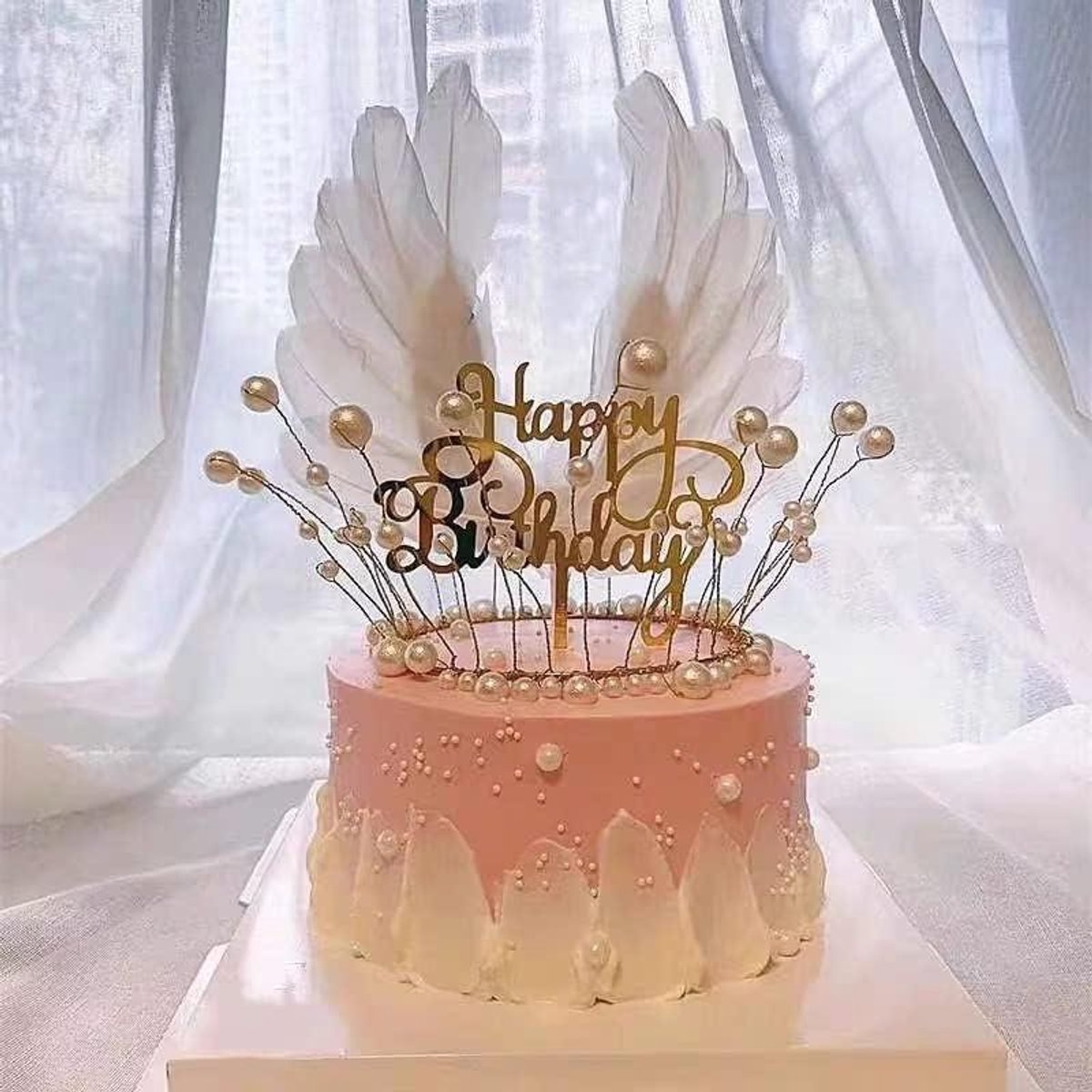 Allecta - Kroon Taart Topper voor Verjaardag, Bruiloft en Baby Shower met Parels