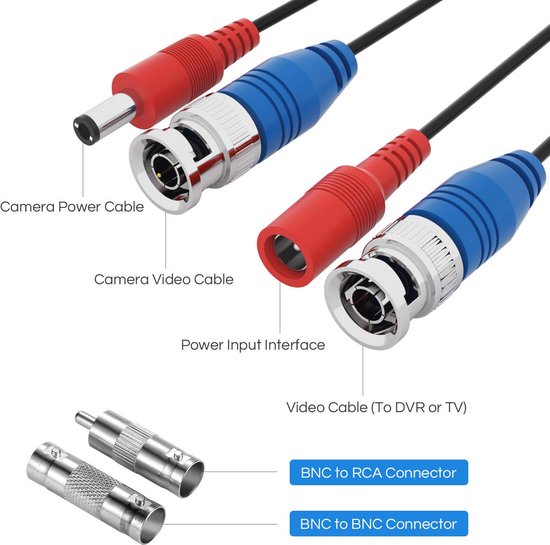60ft Video Power Cable BNC DC Extension Kabel voor CCTV Beveiligingscamera van Merkloos — afbeelding 5