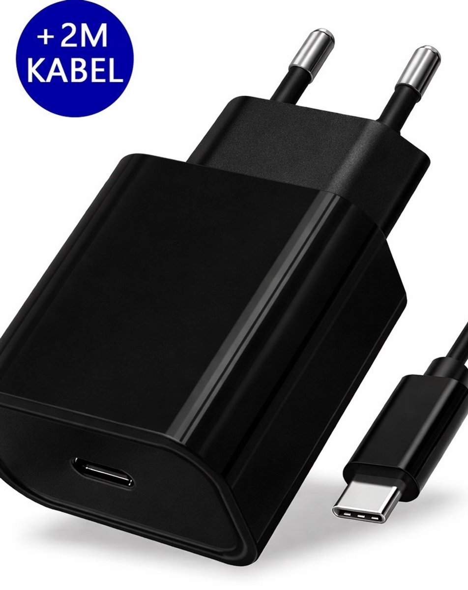 Snellader met 2m kabel - 25W - USB-C aansluiting - Snellader met 2m kabel
