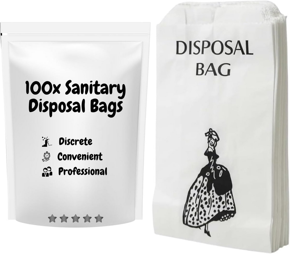 100 Stuks Wegwerp Maandverband Zakjes - Discrete Opvangzakjes voor Tampons en Luierafval