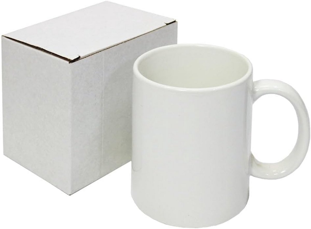 72 Witte Sublimatie Mokken 11oz met Indivuele Kartonnen Presentatiedoosjes