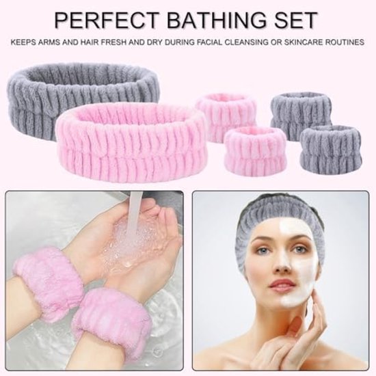 Hoofdbanden voor dames, spa, hoofdband, spons en badstof gezichtsdoekje voor het wassen van het gezicht, make-up verwijderen, douchen, huidverzorging (blauw
