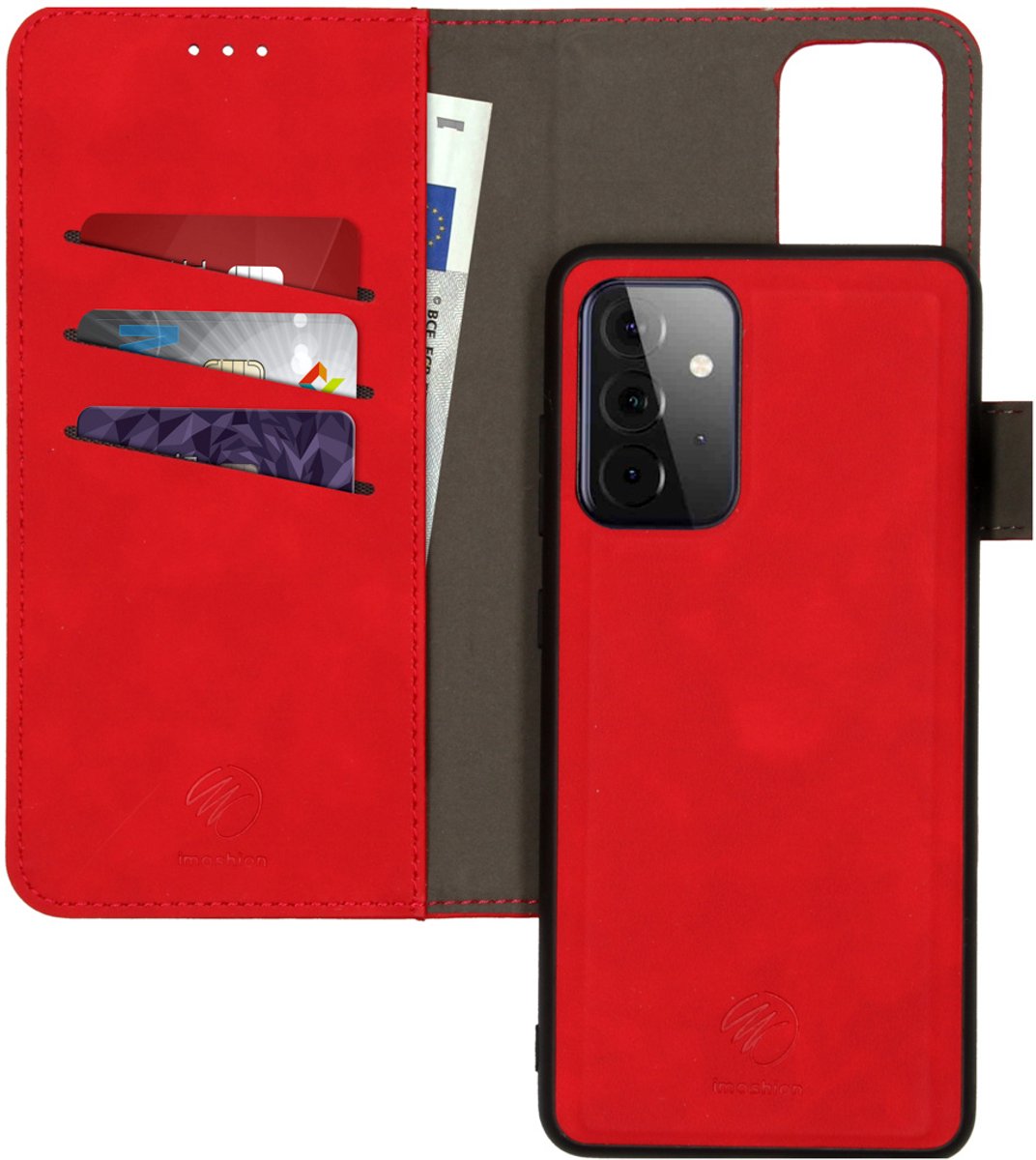 imoshion Hoesje - Geschikt voor Samsung Galaxy A72 - Uitneembare 2-in-1 Luxe Bookcase - Rood