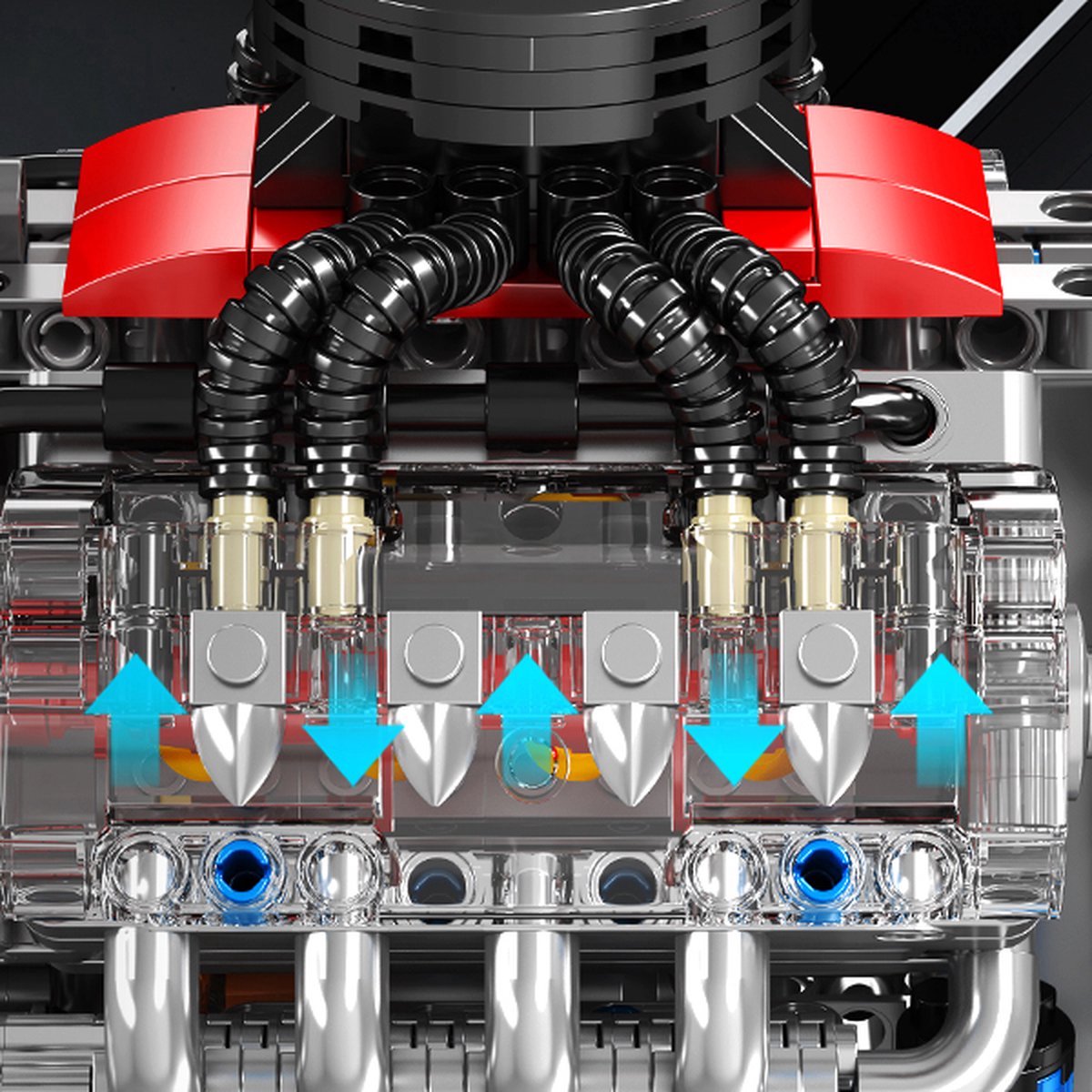 Mould King 10171 Icons Technic V8 formule 1 motor | F1 speed champions modelbouw | Creator classic bouwpakket compatibel met lego | Technische speelgoed ideas voor expert volwassenen & kinderen | Bouwdoos met 535 bouwstenen — afbeelding 4