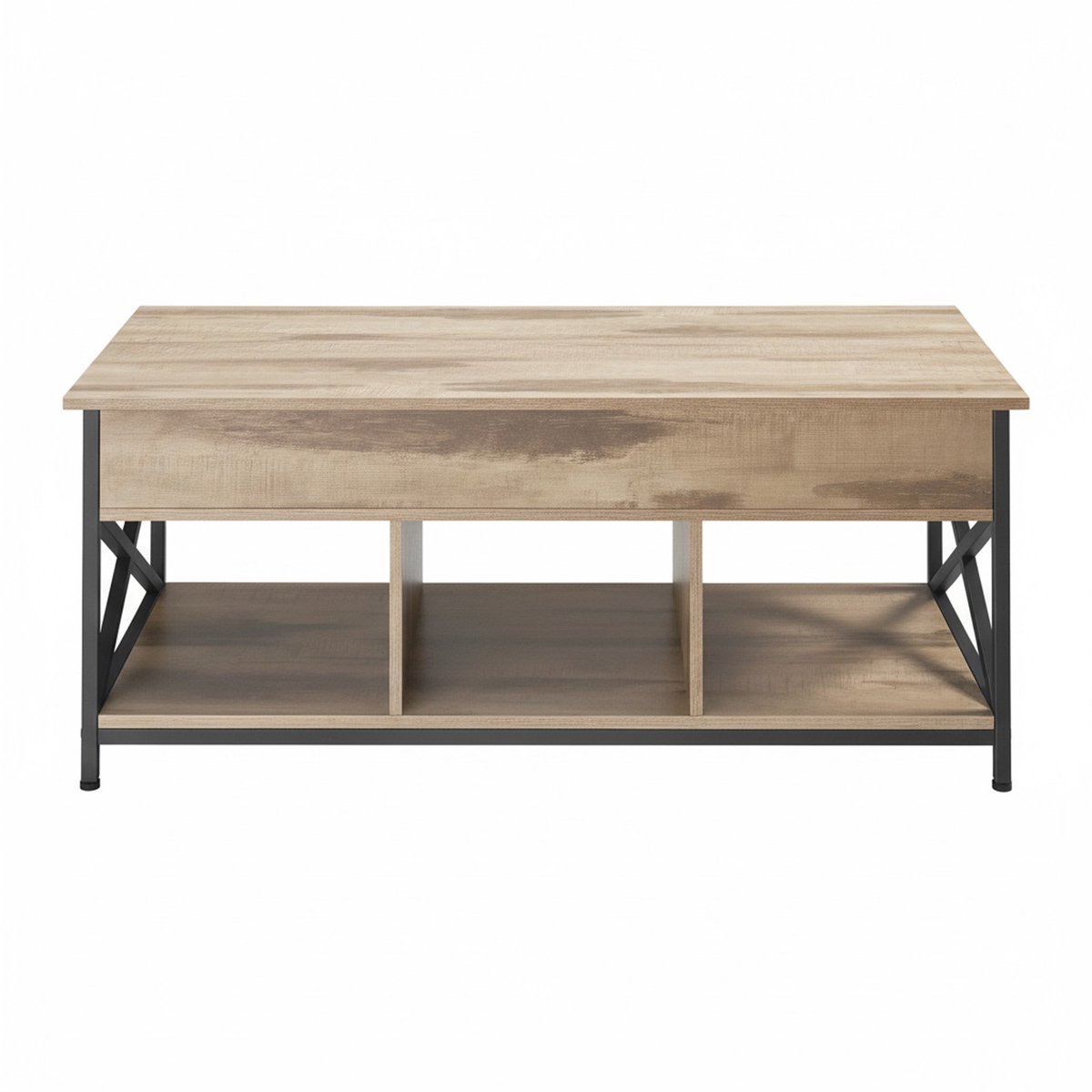 Salontafel – In hoogte verstelbaar met opbergruimte – 60 x 120 cm – Bruin-zwart
