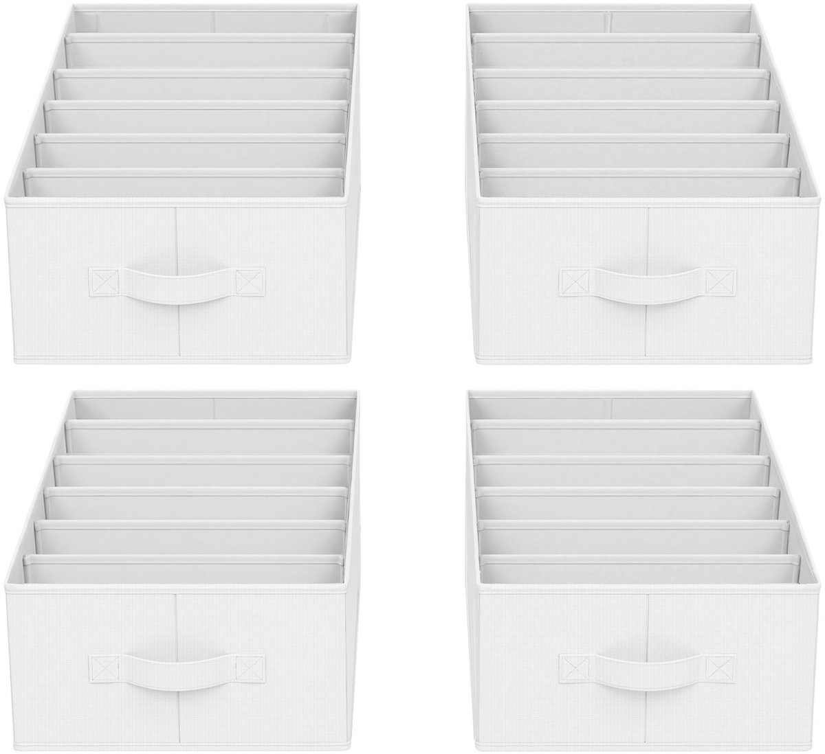 Kledingkastorganizer set van 4 – Opvouwbaar met 6 vakken – 42 x 30 x 17 cm – Wolkenwit
