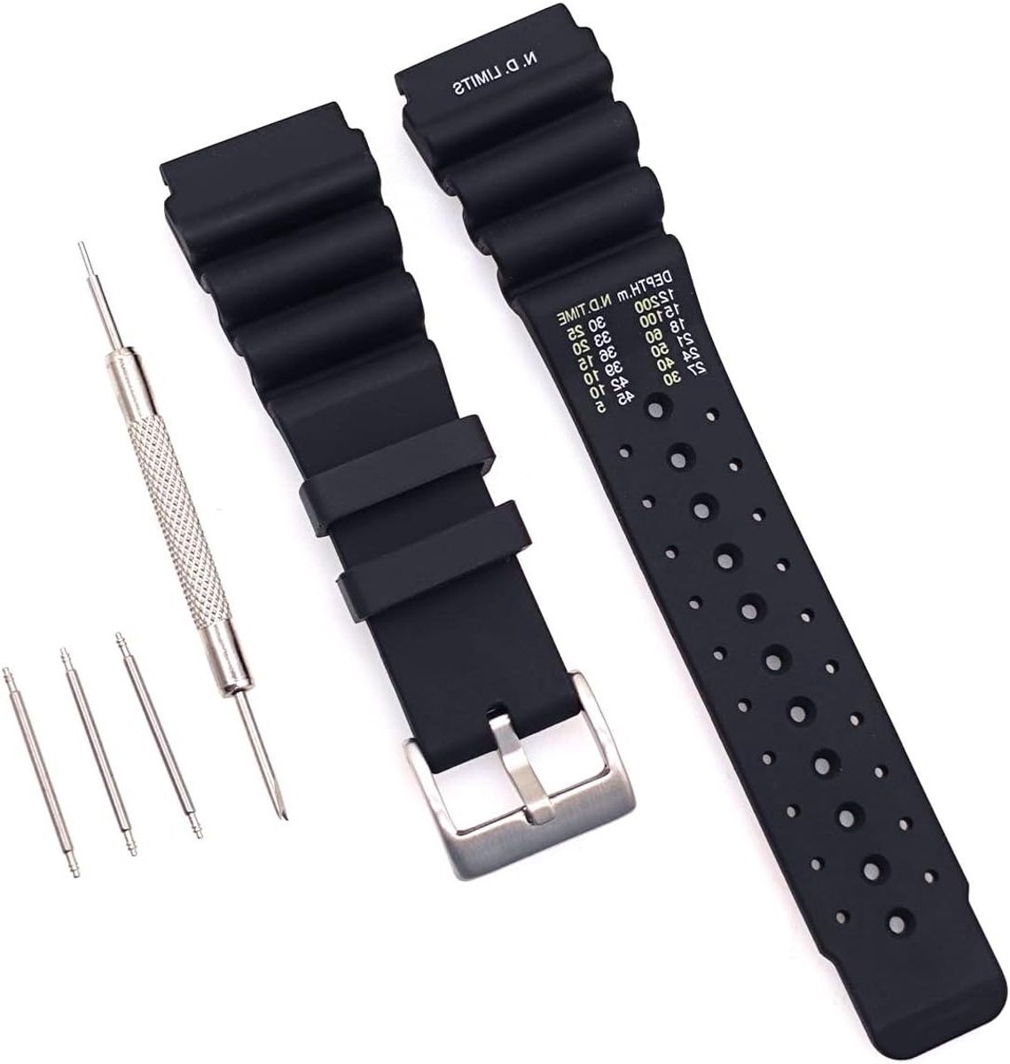 SouqOne - Vervangende 24mm Zwarte Siliconen Duikhorlogeband - Vervangende Band - Waterdicht - Inclusief Gereedschap - Geschikt voor Seiko Prospex Marinemaster-Tuna - Citizen Promaster Heren Horlogeband