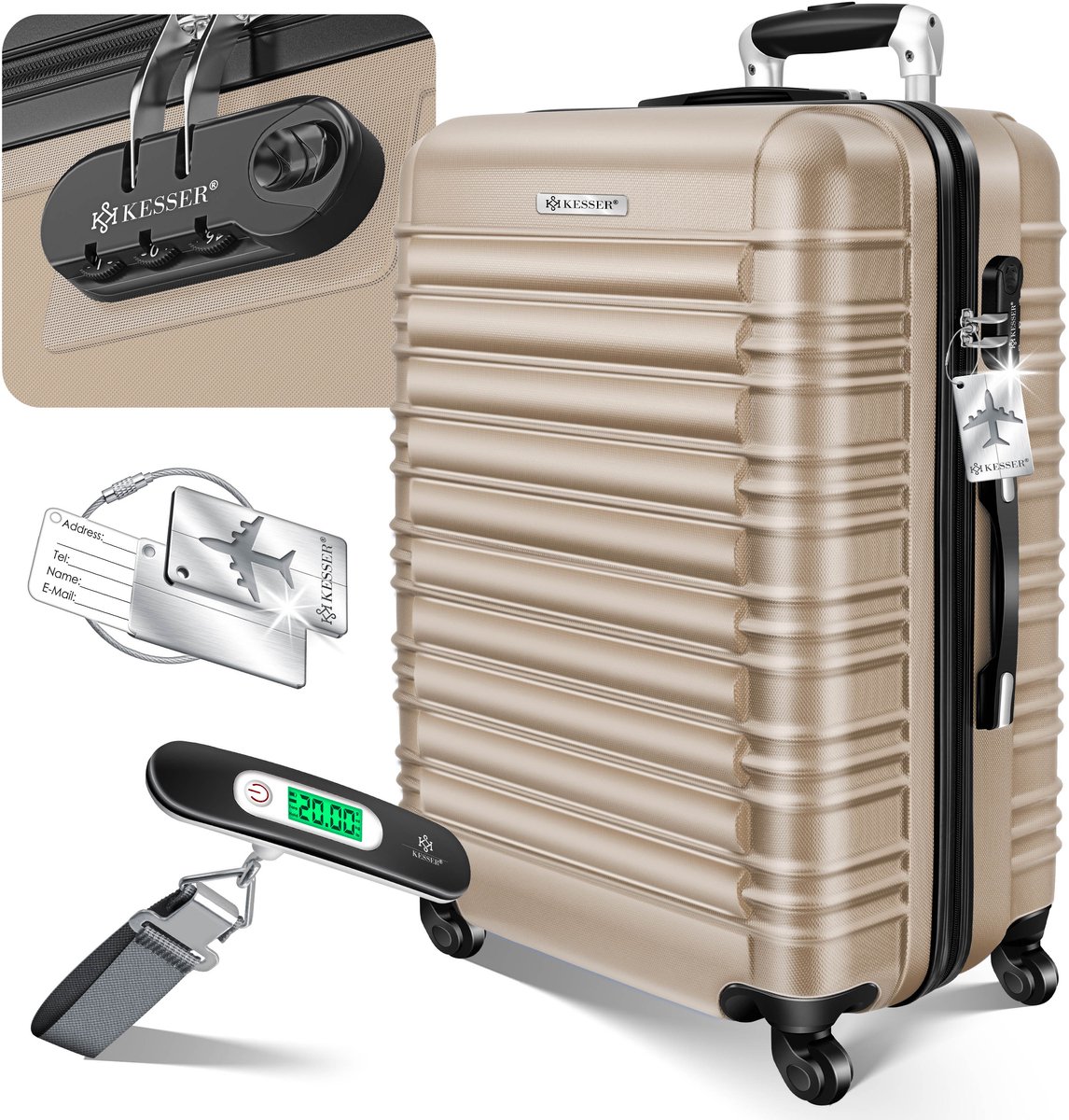 KESSER® Reiskoffer 84L Koffer - Trolley op wieltjes met Cijferslot, bagageweger en bagagelabel
