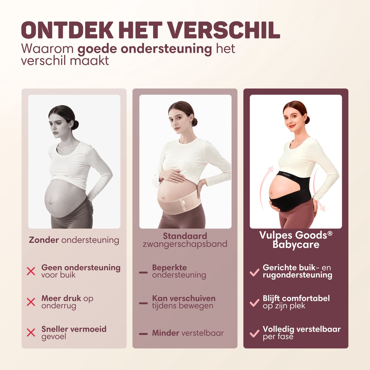 Vulpes Goods® Babycare - Buikband Zwangerschap - Verstelbare Zwangerschapsband - Buikband voor Zwangerschap - Onzichtbaar & Ademend - Buik & Rugsteun - Maat XL - Bekkenband - Pregnancy Belt - Bekkenbrace - incl. Waszak – foto 4