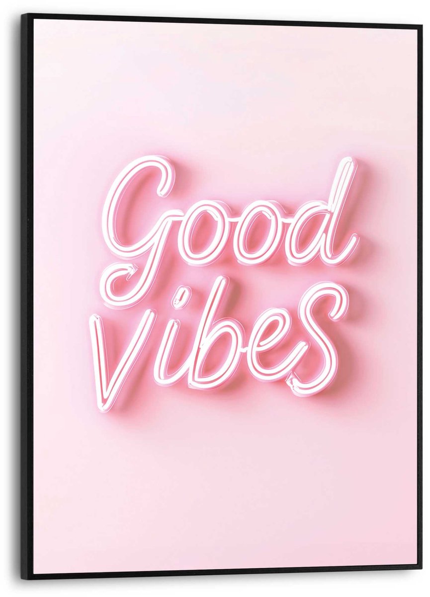 REINDERS Schilderij Good Vibes - 40 x 30 - Hout - REINDERS roze Zwart