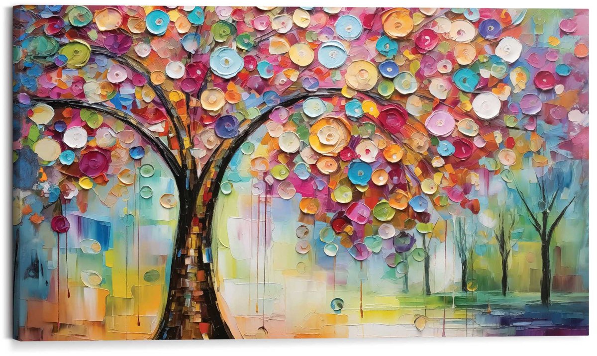 Reinders Schilderij Kleurrijke boom - 70 x 118 - Hout - REINDERS
