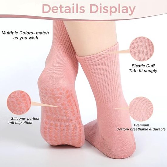 6 paar - Sokken - Sportsokken - Antislip Sokken - Yoga Sokken - sokken dames - Antislip Yoga Pilates Sokken - Professionele Yogasokken Dames - Dames hoge Pilates - Fitness Sokken - Antislip sportsokken van Merkloos — afbeelding 2