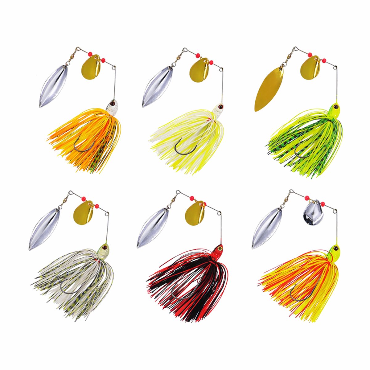 S&D | Spinnerbait Set 6 Stuks – 21g 10cm – Jig Buzzbait Spinners Voor Snoek, Baars & Roofvis