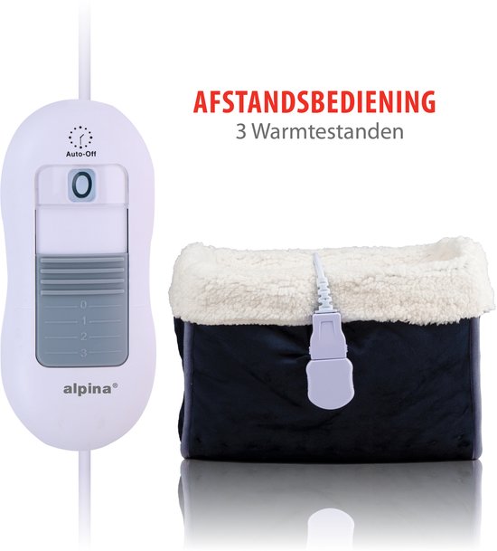 alpina Voetenwarmer – Elektrische Voetverwarmer met 3 Warmtestanden – Voetenwarmers Volwassenen – Pantoffel Voetverwarmer – Voor Voetverzorging – Voetenwarmer Electrisch – Voetwarmer - Grijs