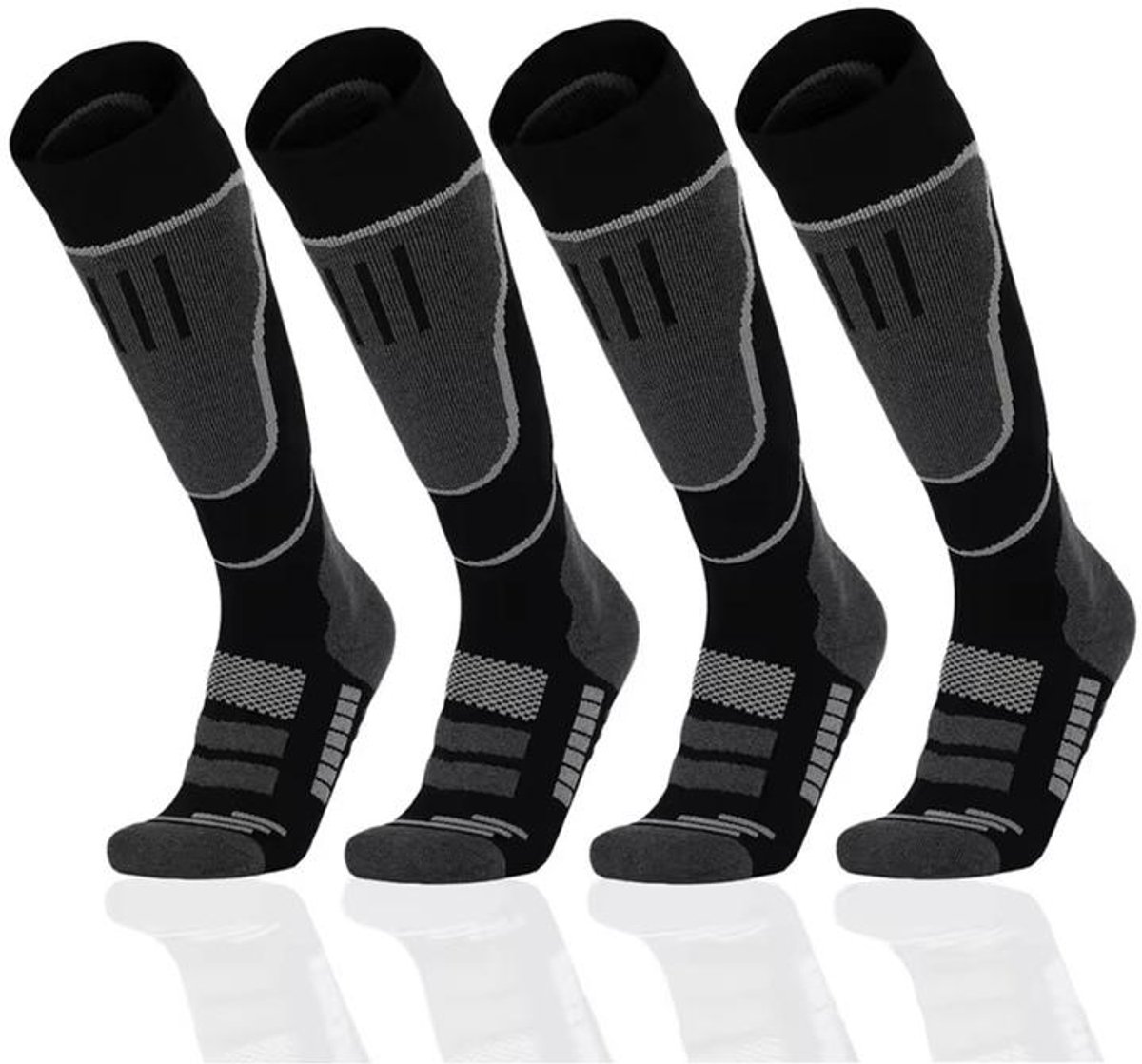 KZQ 2 paar skisokken unisex warme en isolerende lange sokken geschikt voor snowboarden skiën buitensporten en bergbeklimmen. Zwart