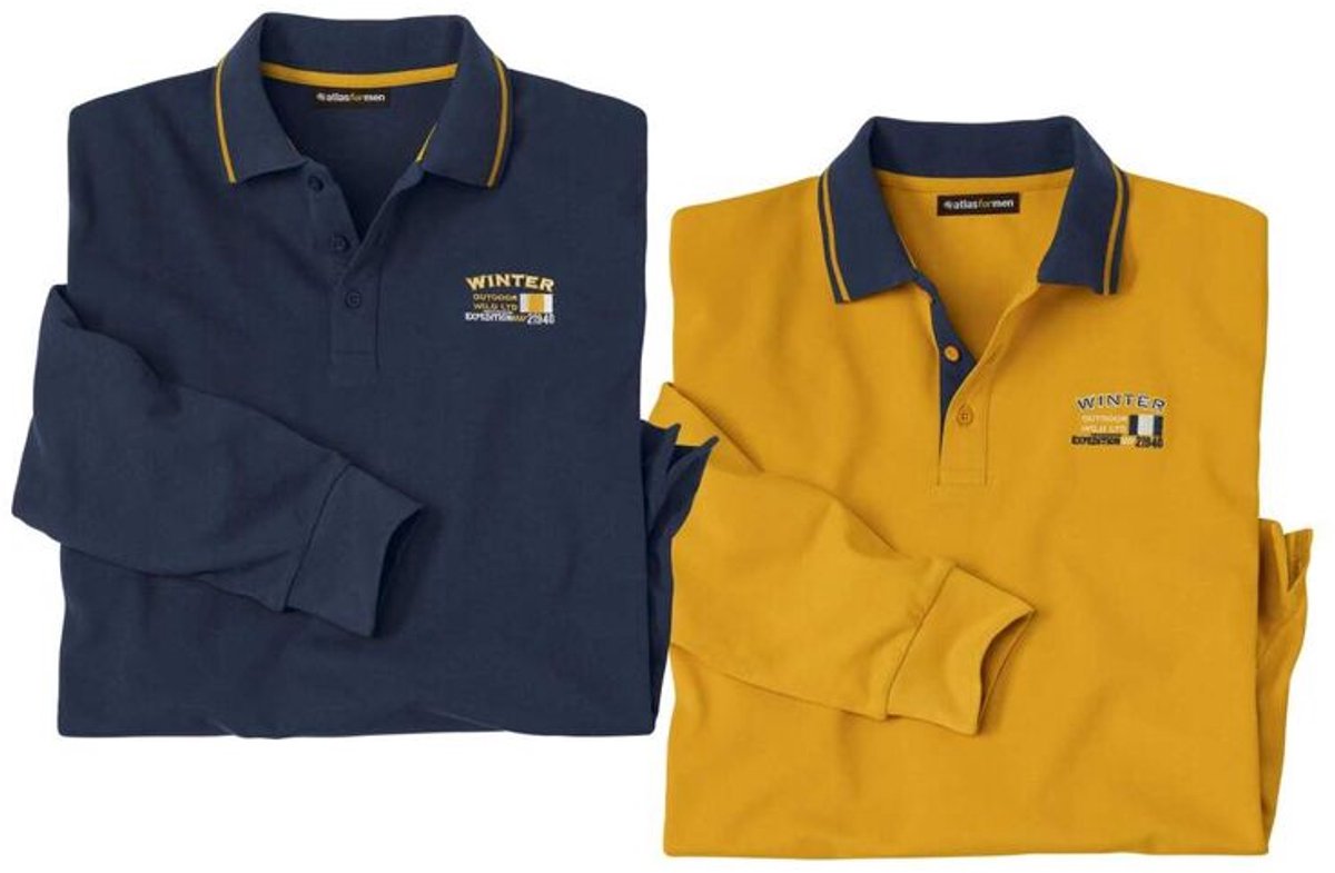 ATLAS FOR MEN - Set van 2 polo's Winter - Heren - Verkrijgbaar in grote maten - 4XL
