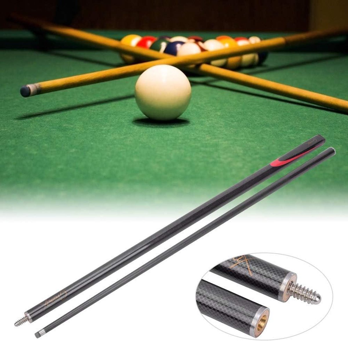 EGoods - Draagbare carbon poolkeu voor snooker spelers en hobbyisten met professionele kwaliteit.