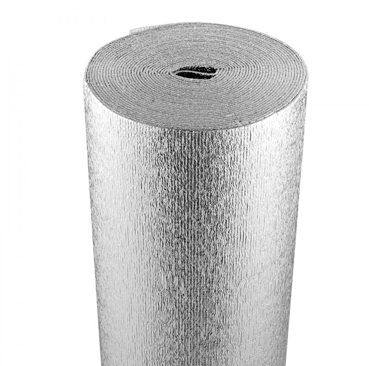 Reflecterende isolatiefolie - Dubbelzijdige stralingsbarrière - Dikte 3,2 mm - EPE-schuimkern - Aluminiumfolie - Afmeting 122 cm x 15,24 m - Warmte- en koude-isolatie