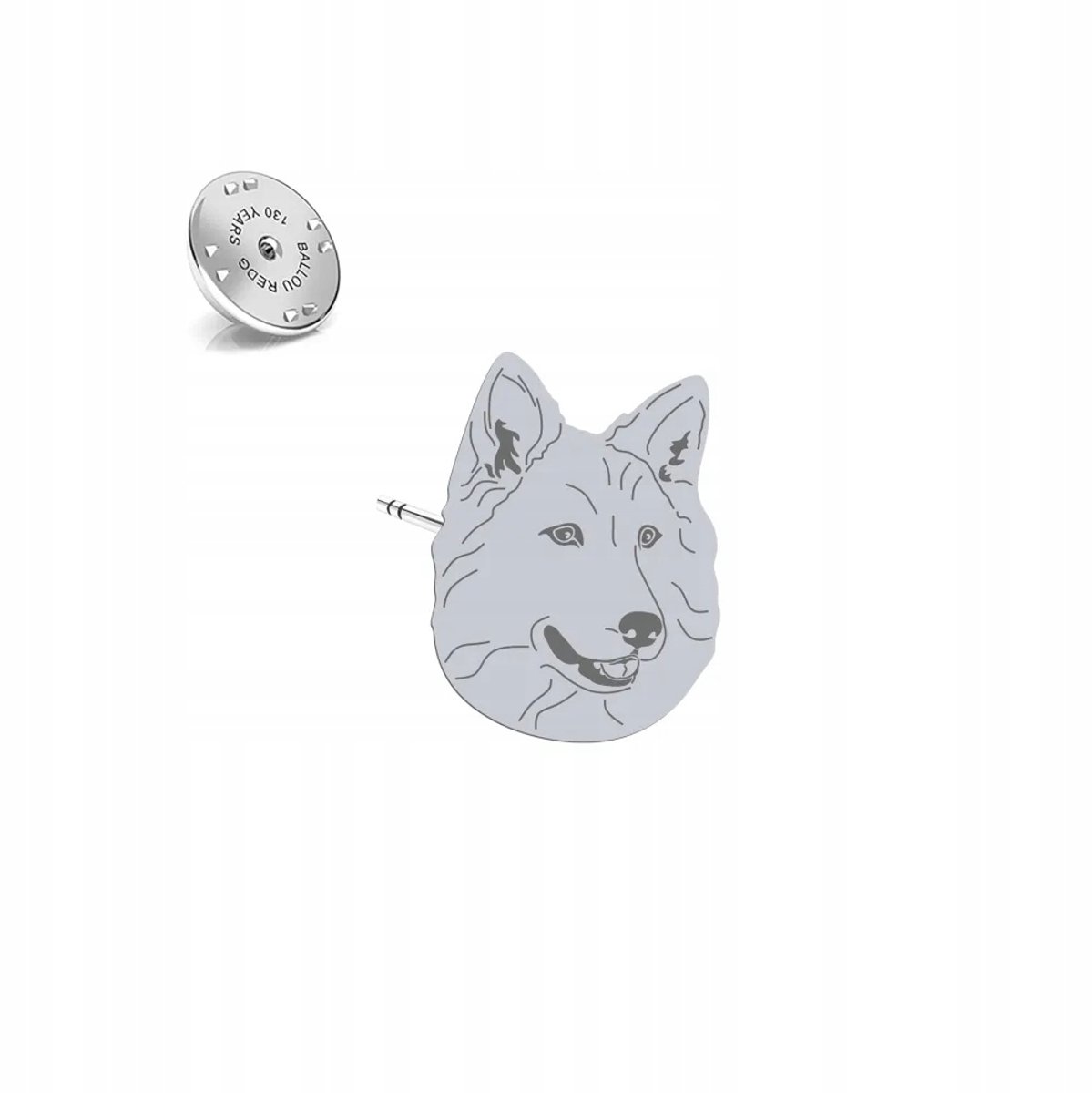 Zilveren Broche Witte Zwitserse Herdershond 925 - Gratis Gravure