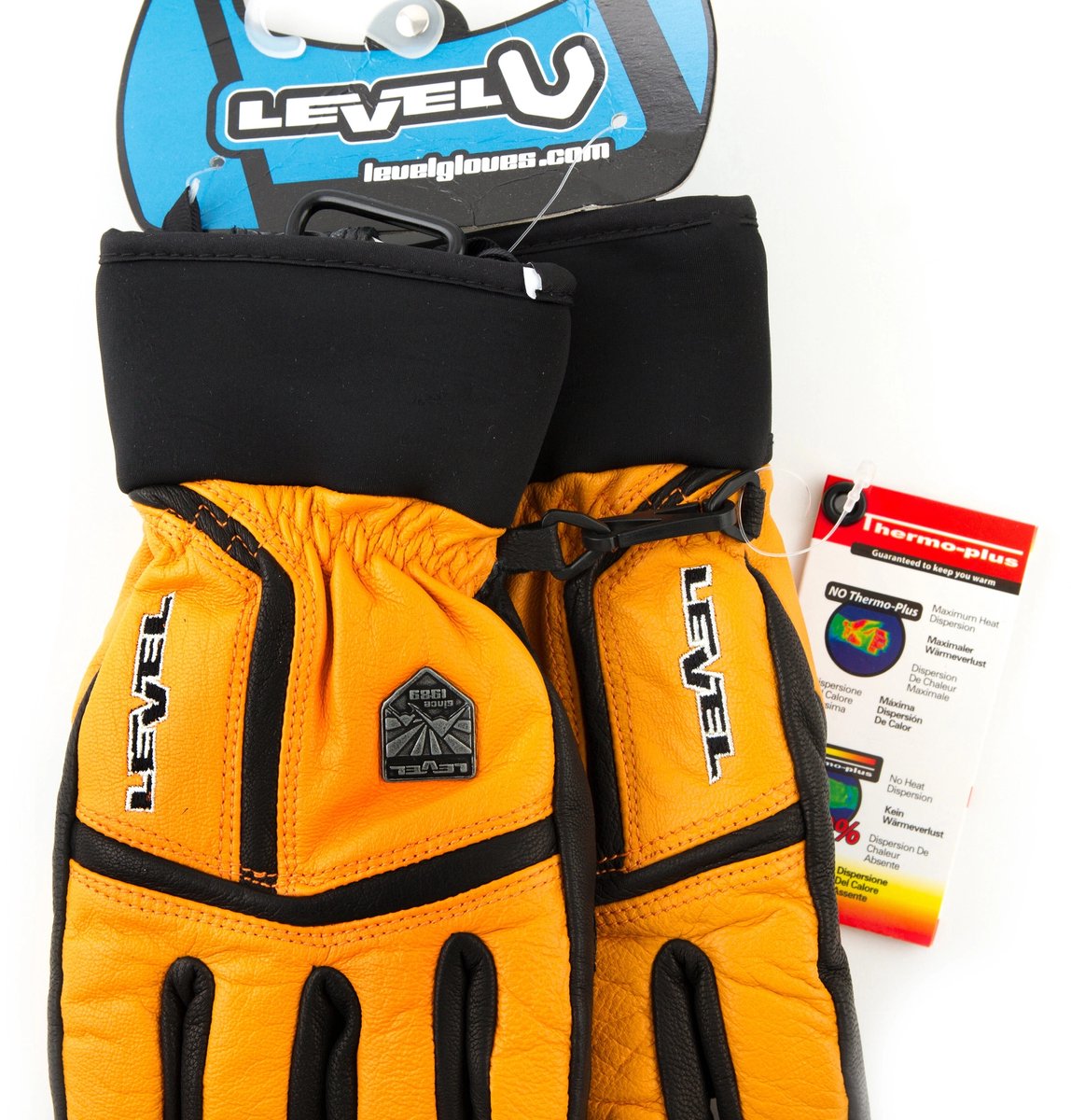 Level Skihandschoenen Heren Leer /M Warm & Waterdicht Oranje